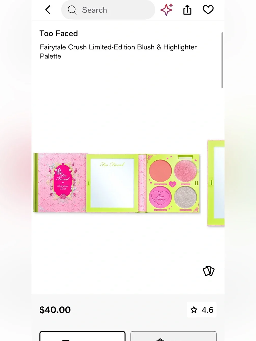Too Faced Pink and Lime Fairytale Crush Eyeshadow Palette - read description!